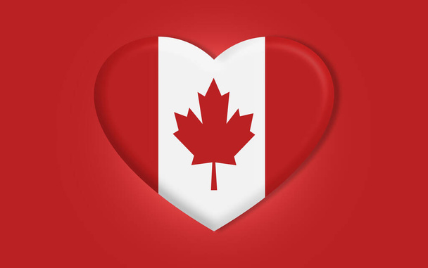 心の形でカナダの国旗。関係や感情のデザインやイラストのシンボル。愛、愛国心、独立の概念です。背景 - 写真・画像