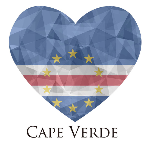 coeur en forme de drapeau Cap-Vert avec texture triangulaire, illustration vectorielle  - Vecteur, image