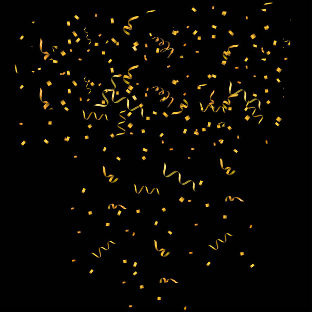 3D золото конфетти на черном фоне дизайн шаблона, векторная иллюстрация - Вектор,изображение