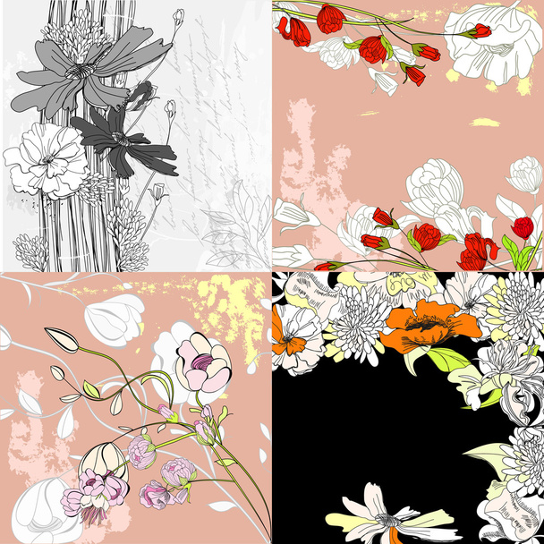 Four floral background - Διάνυσμα, εικόνα