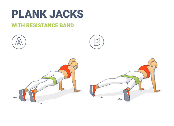 Girl Plank Jacks Exercice de perte de poids Concept coloré - Vecteur, image