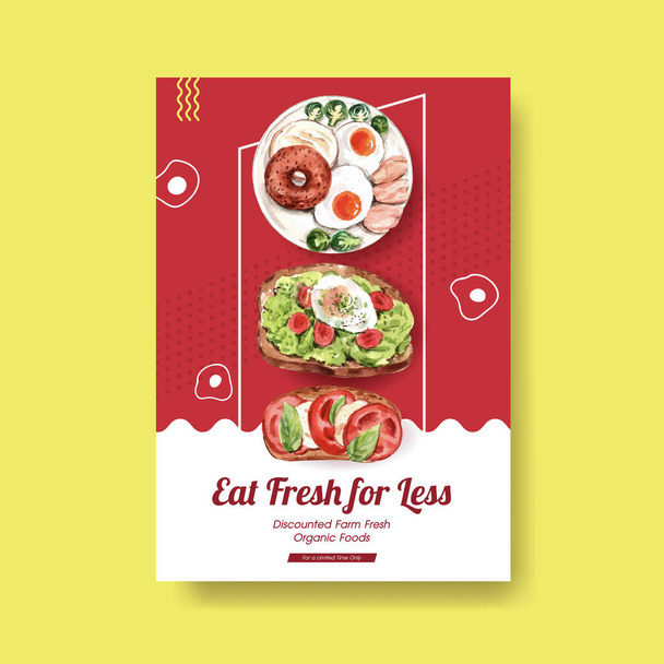 stylish health food poster template design with text, vector illustration - Vektor, obrázek