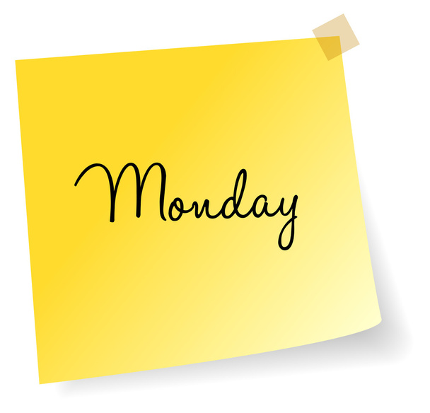 Δευτέρα κίτρινα κολλώδη σημείωση - Διάνυσμα, εικόνα