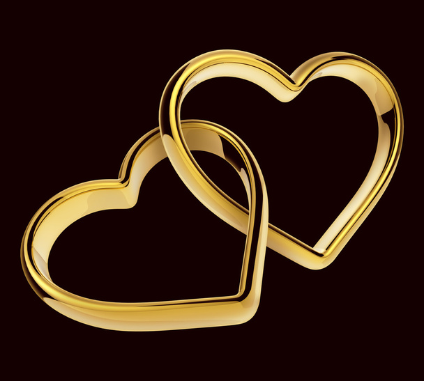 3d golden hearts connected togethe - Photo, image