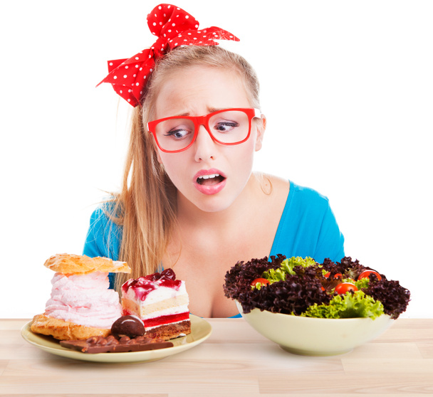 Choice between junk and healthy food - Foto, Imagem