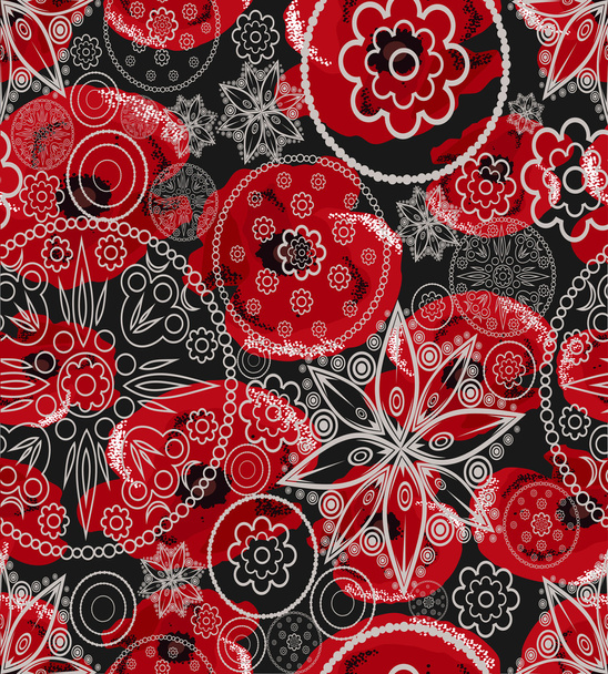 Seamless pattern with decorative poppy flowers - Vecteur, image