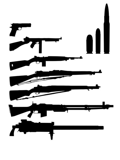 διάφορα όπλα των ΗΠΑ από το δεύτερο παγκόσμιο πόλεμο - Διάνυσμα, εικόνα
