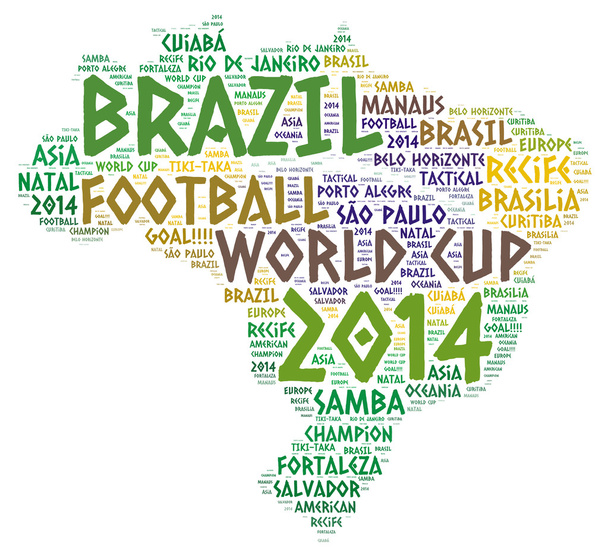 Wortwolke der Karte von Brasilien - Foto, Bild