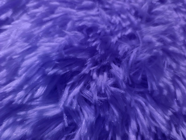 violet purple fur background for texture, decoration, cozy house, for comfort life and warmth - Photo, Image