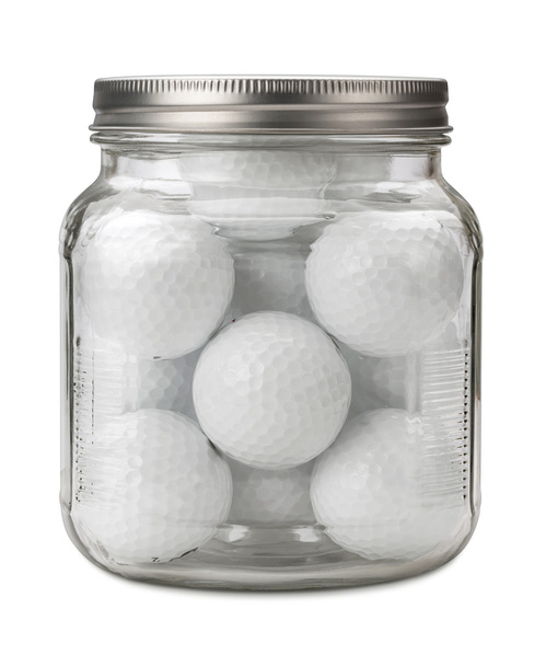 Bolas de golf en un tarro aislado
 - Foto, imagen
