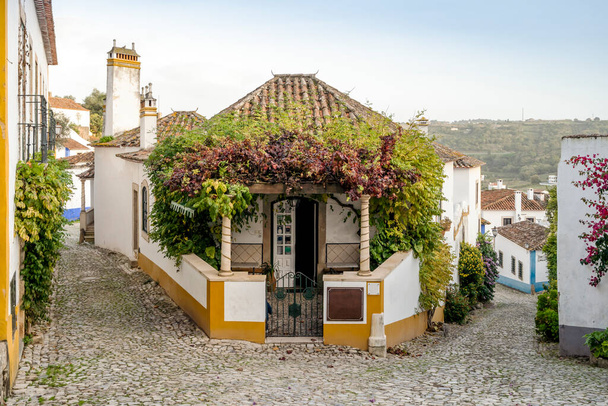 Charmante architectuur in Obidos, omgeven door stenen muren, wijk Leiria, Portugal - Foto, afbeelding