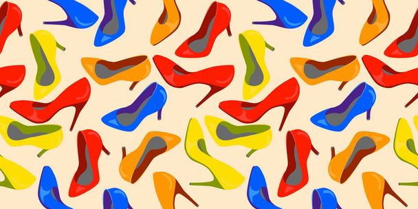 seamless of shoes. colour vector illustration - Vettoriali, immagini
