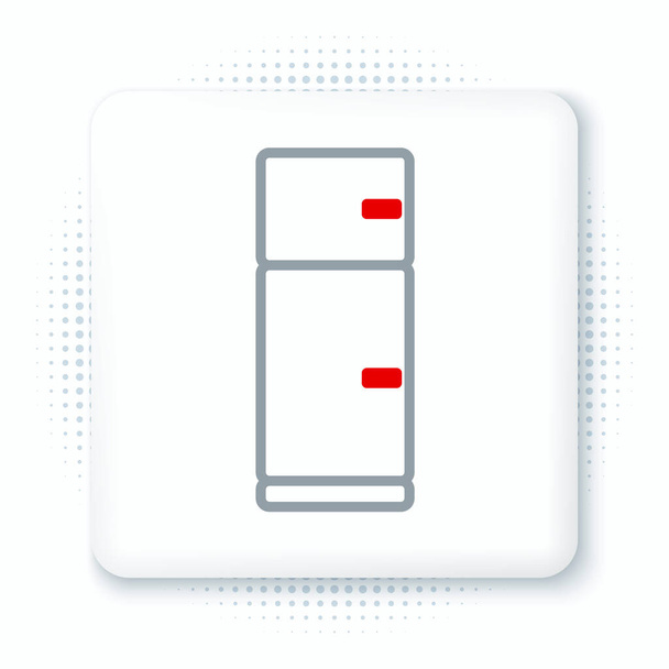Line Kühlschrank Symbol isoliert auf weißem Hintergrund. Kühlschrank mit Gefrierfach Kühlschrank. Haushaltstechnologie und Haushaltsgeräte. Buntes Rahmenkonzept. Vektor. - Vektor, Bild