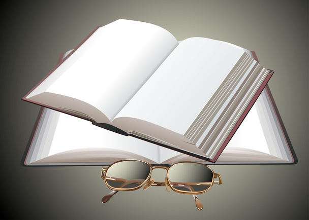 könyvek és szemüveg - Vektor, kép