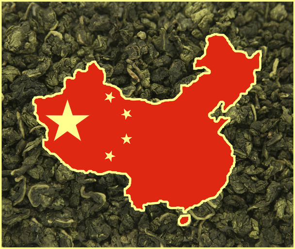 Mapa Chin na tle Milk Oolong Tea. Tło dla kartek okolicznościowych na święta. Dzień formacji Chin. Dzień założenia Chińskiej Partii Komunistycznej. - Zdjęcie, obraz