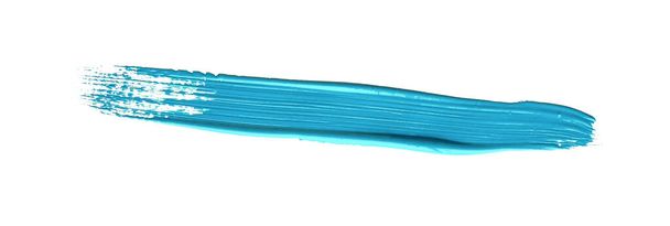Turkuaz mavi fırça darbesi izole arkaplan üzerine yapıştırma, tuval suluboya dokusu - Fotoğraf, Görsel