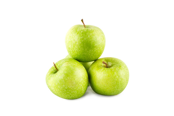 groupe de pomme verte mûre sur fond blanc fruit agriculture nourriture isolé - Photo, image