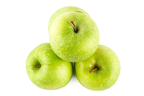 green apple fruit top view on white background fruit agriculture food isolated - Photo, image