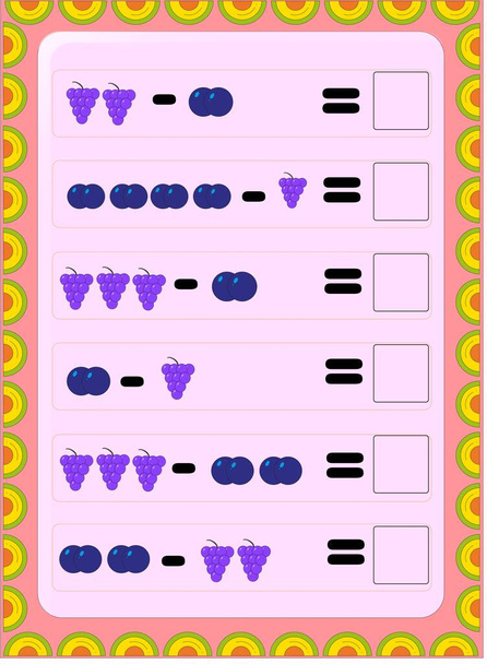 Математика дошкольного ребенка с черникой и виноградом
 - Вектор,изображение