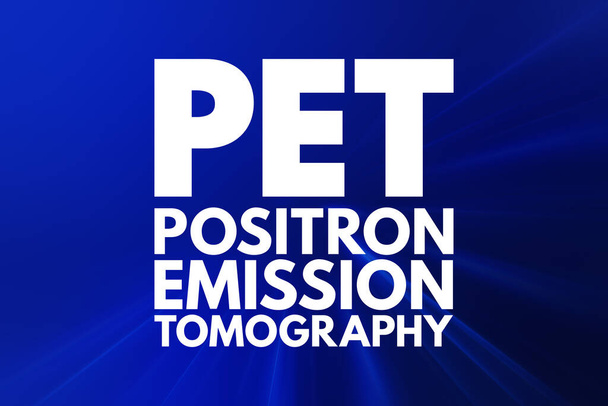 PET - Positronen-Emissions-Tomographie Akronym, medizinischer Hintergrund - Foto, Bild