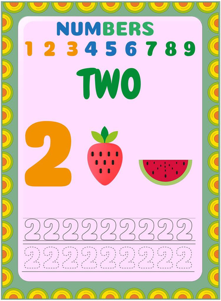 Předškolní a batolecí matika s melounem a jahodovým designem - Vektor, obrázek