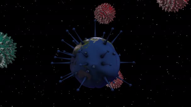 Planète Terre souffrant d'une infection dangereuse et se transformant en cellule virale. - Séquence, vidéo