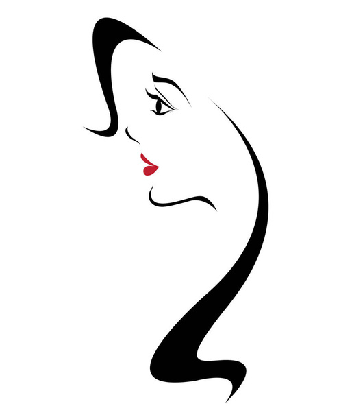 long hair style icon, logo women face - Vector, Image