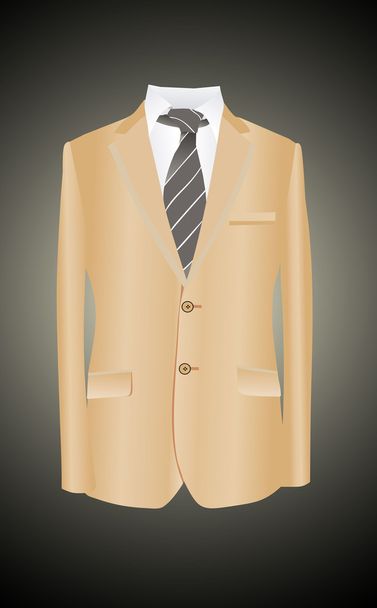 Beige business suit with a tie - Διάνυσμα, εικόνα