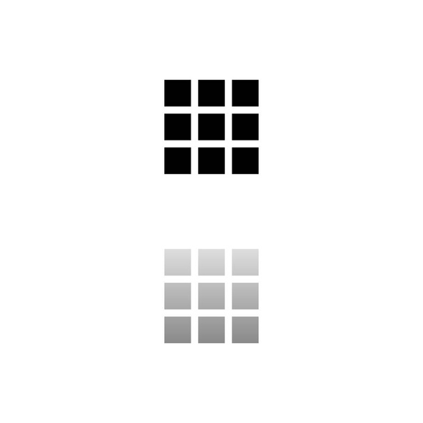 Építőelem. Fekete szimbólum fehér háttérrel. Egyszerű illusztráció. Lapos vektor ikon. Tükörreflexió Árnyék. Logó, web, mobil és UI UX projektben használható - Vektor, kép