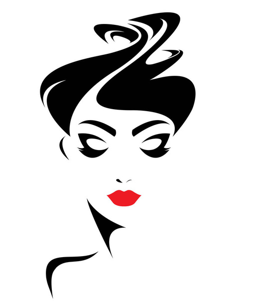 икона прически женщин, логотип женщины лицо
 - Вектор,изображение