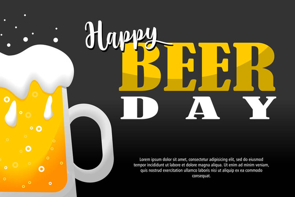 Γιορτές για την Ημέρα των Πατέρων με γεμάτη κούπα μπύρα και κείμενο Ευτυχισμένη Ημέρα της Μπύρας - Διάνυσμα, εικόνα