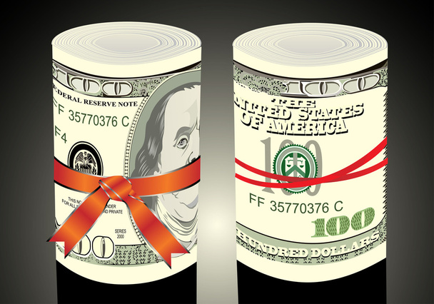 Money rolls with US dollars bills - Vector, Image