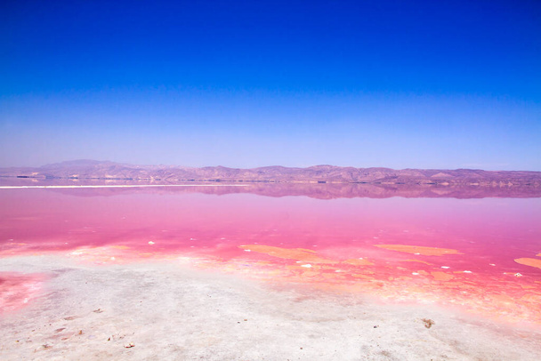 Kaunis vaaleanpunainen suola järvi Shiraz, Iran. - Valokuva, kuva
