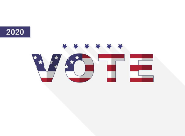Wybory prezydenckie w Ameryce (USA) w 2020 r. Głosujcie, amerykańska flaga z Patriotycznymi Gwiazdami. baner, plakat, ulotki itp. Ilustracja wektora eps       - Wektor, obraz
