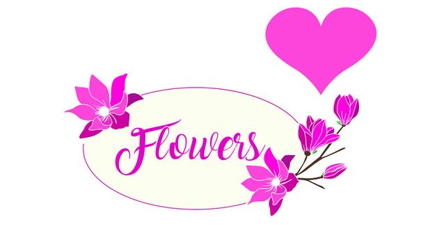 Illustrazione fiore viola telaio cuore - Vettoriali, immagini