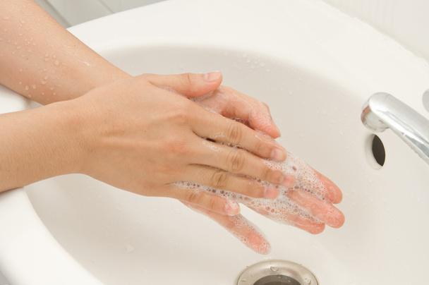 Washing of hands with soap ,hand hygiene - Φωτογραφία, εικόνα
