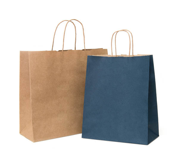 paper bag isolated on white background. Recycled paper shopping bag on white background. - Photo, Image