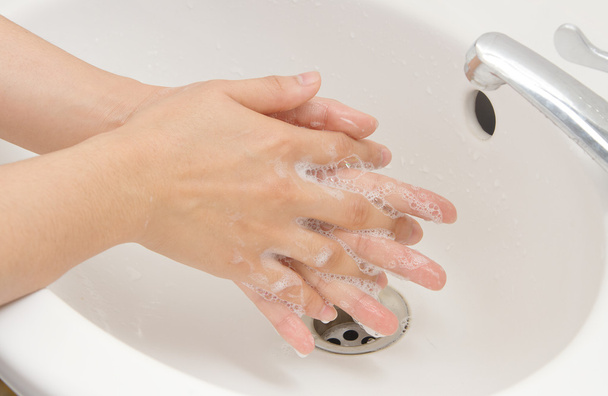 Washing of hands with soap ,hand hygiene - Valokuva, kuva