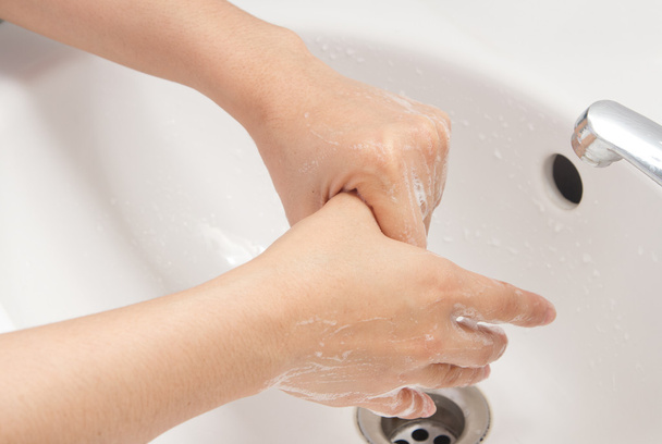kézhigiénia mosás kezet szappannal, - Fotó, kép