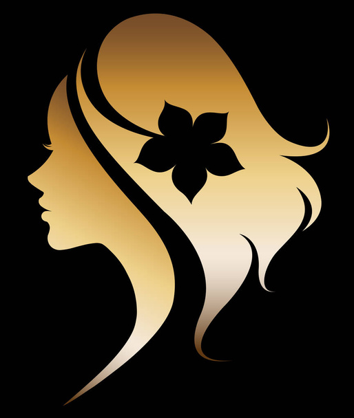 illustration vector of women silhouette icon on black background - Vector, Image