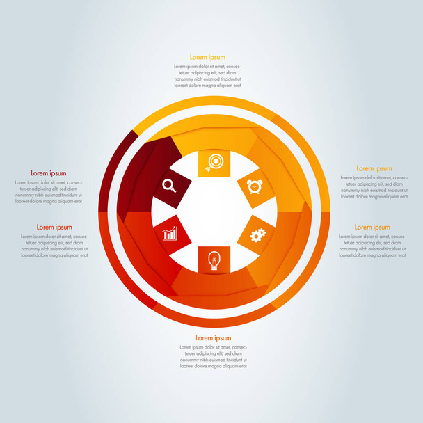 Színes kör üzleti infografikai sablon ikon prezentáció, folyamat, munkafolyamat. - Vektor, kép