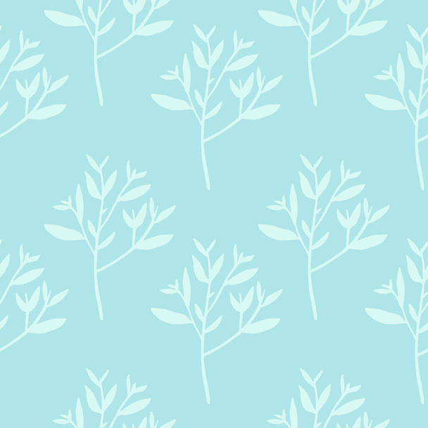 seamless pattern with winter branches and leaves . Decorative foliage ornament. Leaf endless wallpaper. Design for fabric, textile print, wrapping paper, cover. Vector illustration. - Vettoriali, immagini