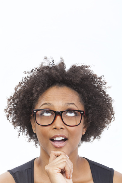 Mixed Race African American Girl Wearing Glasses - Foto, afbeelding