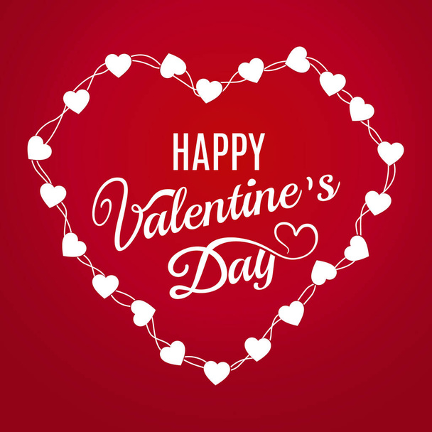 Happy Valentines Day Urlaub Grußkarte Banner mit weißem Papier Herzform Girlande, romantische Komposition mit Herzrahmen. Schöne Kulisse mit Herz aus Fäden. Vektorillustration - Vektor, Bild
