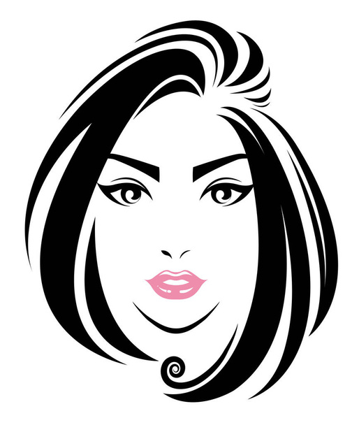 mulheres ícone de estilo de cabelo curto, logotipo mulheres rosto no fundo branco
 - Vetor, Imagem