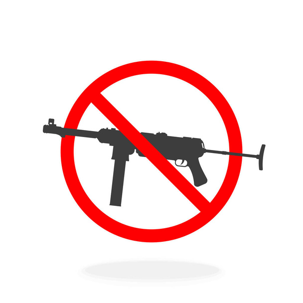 Gun Control No Guns Figyelmeztető jel Vektor illusztráció Fekete sziluett ikon - Vektor, kép