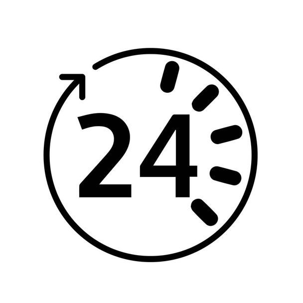 Значок линии обслуживания 24 часа, очертания векторного знака, линейная пиктограмма изолирована на белом. Иллюстрация логотипа
 - Вектор,изображение