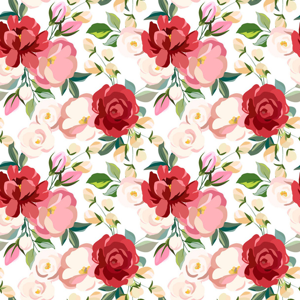 elegant seamless pattern with floral elements, leaves, ornament for wallpaper and fabric, wrapping paper, background for different designs - Vector, Image