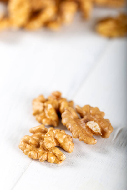 Walnuts kernels on white background. - Foto, Imagem