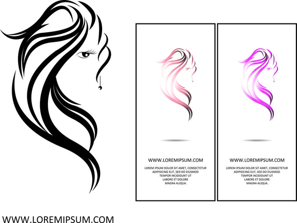 απεικόνιση των μινιμαλιστικών γραμμές σχεδιασμού λογότυπο σιλουέτα μπορεί να χρησιμοποιηθεί για τα προϊόντα ομορφιάς, κουρείο για τις γυναίκες, σύμβολα, online κατάστημα τοίχους φόντο - Διάνυσμα, εικόνα